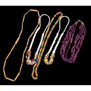 Lot of 5 VTG Estate Beaded Costume Jewelry Necklaces Multi Color & Length